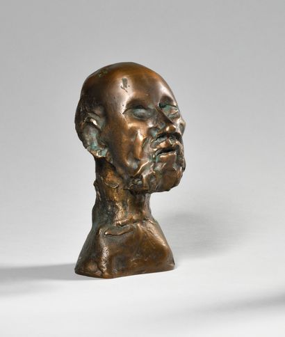 null JEAN ROULLAND (1931-2021) " Hippocrate " Head in bronze Ed. C 109 / 1000 Signed...