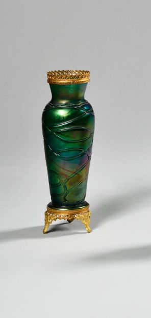  Attributed to LOETZ Cylindrical vase with shoulder and truncated conical neck made...
