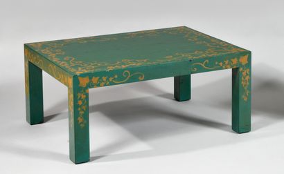  JOY DE ROHAN CHABOT (Born in 1942) Rectangular coffee table in green lacquered wood...