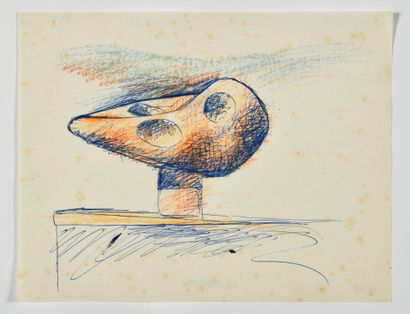 null CHARLES-EDOUARD JEANNERET dit LE CORBUSIER (1887-1965) Projet de sculpture Pastel...