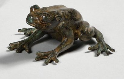PIERRE CHENET (XXth) Frog Bronze with brown...