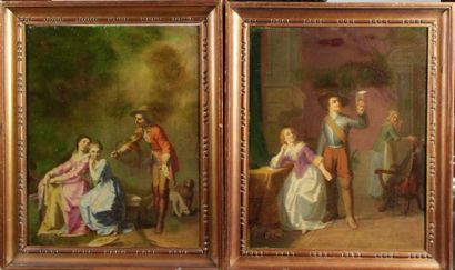 null FRENCH SCHOOL OF THE XIXTH CENTURY. "Pair of oil paintings on panel. 48 x 39...