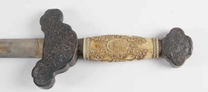 null VIETNAM, END OF THE 19th CENTURY Sword with wooden scabbard inlaid with butterflies,...