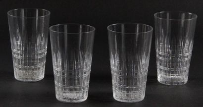 null LOT OF FOUR cut crystal orangeade glasses H. 14 cm