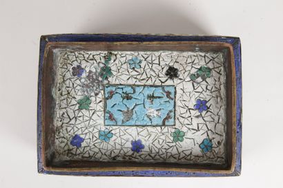 null CHINA, EARLY-MIDDLE 20th CENTURY Rectangular box on foot, in bronze and polychrome...