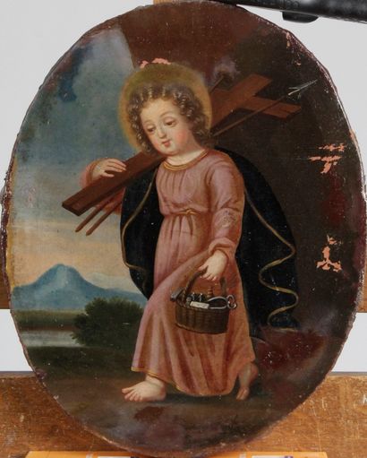 null ÉCOLE FRANÇAISE DE LA FIN DU XVIII SIECLE "Le christ enfant et les instruments...