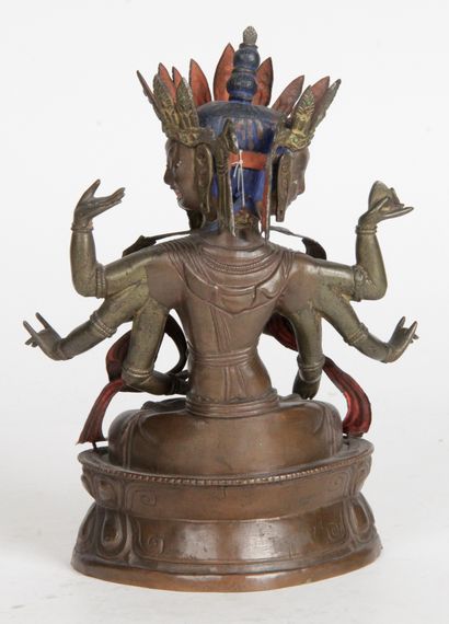 null NEPAL, 16th CENTURY Partially repoussé copper alloy subject, representing the...