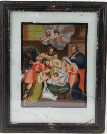 null VOTIVE PICTURE, probably Germany 19th century, representing the adoration of...