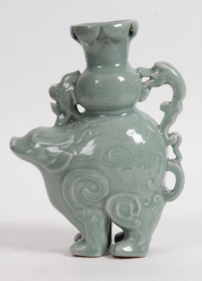 CHINA, 20th CENTURY Celadon enameled porcelain...