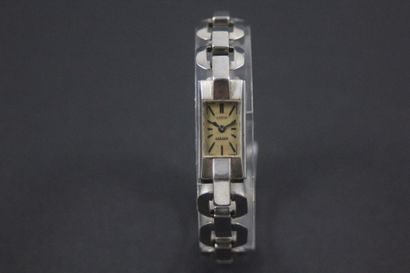  JAEGER-LECOULTRE Duoplan. Vers 1950. Réf : 82651. Montre bracelet en acier, boitier...