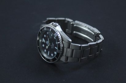 null OLLECH & WAJS Sub. Ref : 3241. Steel diving watch, submariner type. Black dial...