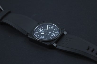 null BELL & ROSS About 2020. Ref: BR 09-92. Black matte PVD bracelet watch, square...