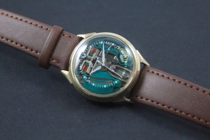 null BULOVA Accutron Spaceview Circa 1970 Ref : B42029 Gold plated men's wristwatch,...