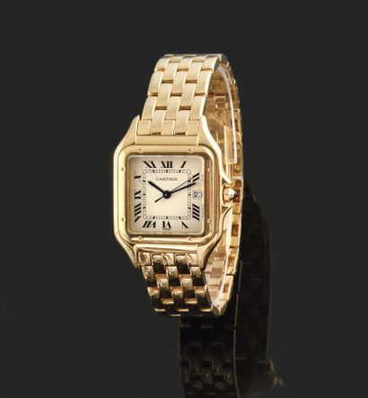 null CARTIER Panther About 1990. Ref: 8879XX Yellow gold bracelet watch 750/1000....