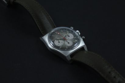 null ZENITH El Primero A385 About 1970. Ref: 010040XXX. Stainless steel wrist chronograph,...