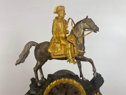null Gilded bronze, silvered and sheet metal clock, representing the emperor Napoleon...