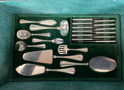  CHRISTOFLE Silver household set chased with fillets including: -Un couvert de service...