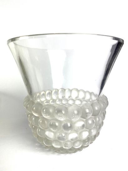 null LALIQUE France Graines Pressed glass campella vase with berries decoration in...