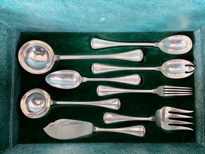 null CHRISTOFLE Silver household set chased with fillets including: -Un couvert de...