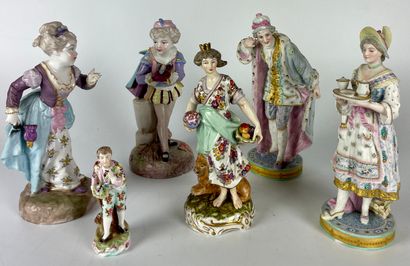 GERMANY Set of five polychrome porcelain...