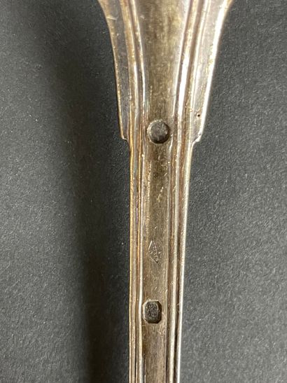 null SET OF SPARE CUTLERY in silver. (Baptismal cutlery, forks, spoons..) Minerve...