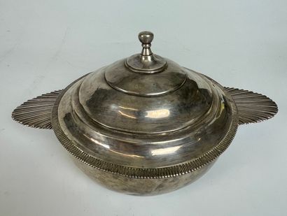 Silver BOWL ECUELLE with flat handles of...