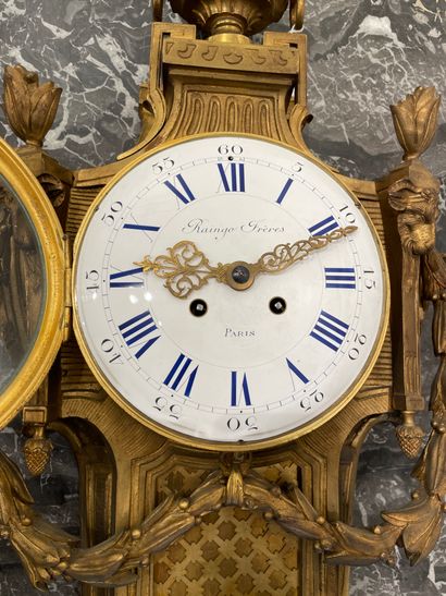 null RAINGO in Paris Barometer and thermometer forming a pair, in chased gilt bronze,...