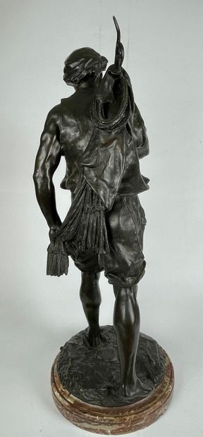 null Émile-Louis PICAULT (1833-1915) The Fisherman Bronze with brown patina signed...