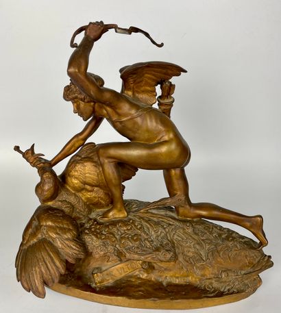 null Emmanuel FRÉMIET (1824-1910) Amor Vlto Bronze with golden patina Founder's mark...
