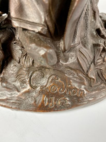 null D'après CLODION (1738-1814) Bacchanales Sujet en bronze à patine brune. Hauteur...