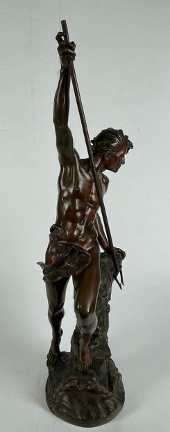 null Ernest-Justin FERRAND (1846-1932) The fisherman with the harpoon Bronze with...