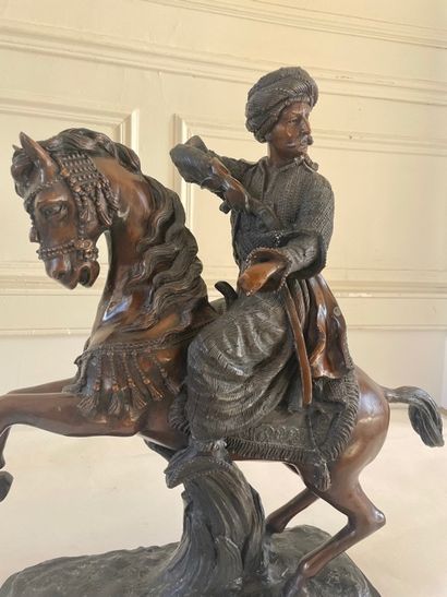 null MODERN SCHOOL Arabian rider Bronze with brown patina Carries a cartouche "Ferdinand...