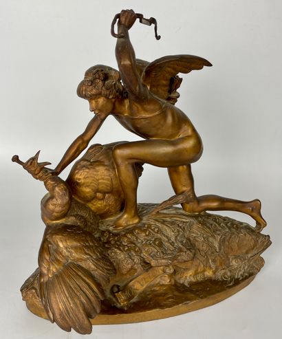 null Emmanuel FRÉMIET (1824-1910) Amor Vlto Bronze with golden patina Founder's mark...