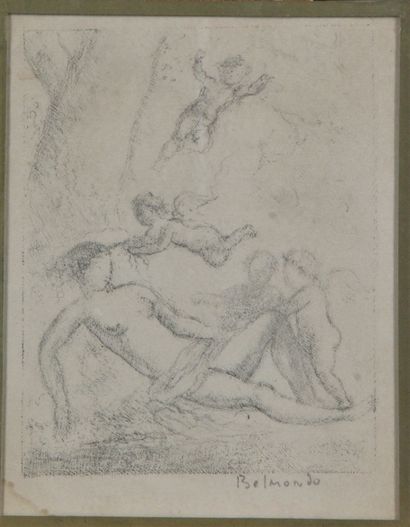 null Paul BELMONDO (1898-1982) " Vénus et amours " Engraving countersigned in pencil....