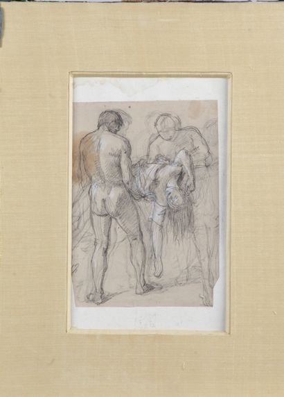 null François CAMINADE (1789-1862) The Levite's wife carried by two servants Charcoal...