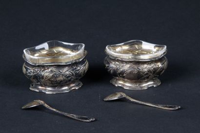 null E. PUIFORCAT. PAIR OF SALONS IN SILVER, to 950 thousandth. With decoration with...