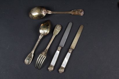 null Louis-Patient Cottat (1806-1870), silversmith EN VERMEIL SERVICE Model with...