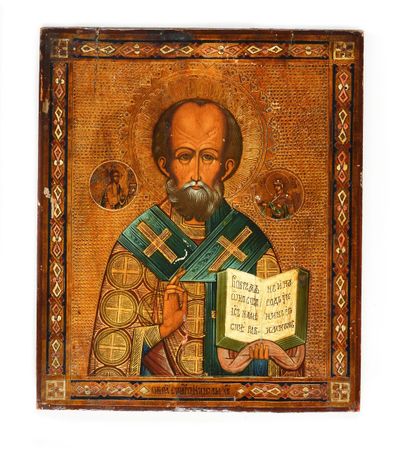 null Icon "Saint Nicholas

Russia XIXth century

Tempera on wood, gilding

26,5 x...