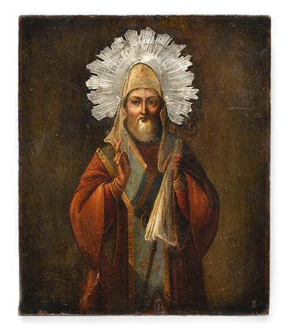 null Icon "Alexis of Moscow

Russia, 19th century

Tempera on wood, metal nimbus...