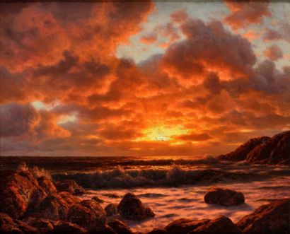  CHOULTSE Ivan (1874/77 - 1937) 
Sunset on the sea 
Oil on canvas 
Signed lower right...