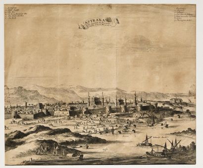 null ENGRAVING "VIEW OF ASTRAKHAN", ANNOTATED IN GERMAN.

18th century. 280 x 335...