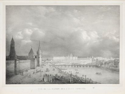  LOT de deux gravures avec des vues de 
Kremlin de Moscou, XIXe siècle. 
Lith. de...