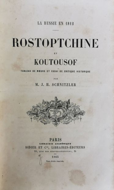 null LOT de TROIS LIVRES sur la Russie : 1) La Russie en

1812, Rostopchine et Koutousof...