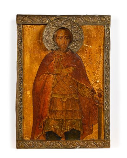 null STELLETSKY DIMITRI (1875-1947), ATTRIBUE A

Icône « Saint Alexandre Nevsky »

Tempera...