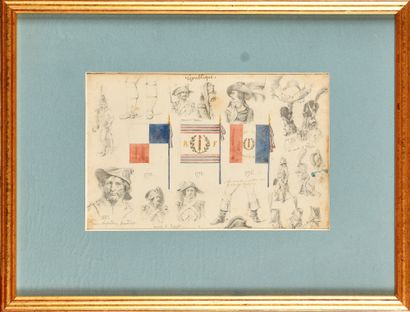 null EARLY 19th CENTURY FRENCH SCHOOL, CIRCUS 1830: "The Republic. Flags 1792, 1793,...