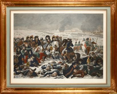 null BARON GROS, D’APRES. « Napoléon visitant le champ de bataille d’Eylau ». Gravure...