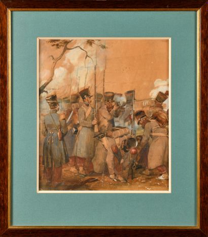 null CHARLET, ENTOURAGE OF. French school of the XIXth century. "Study for the capture...
