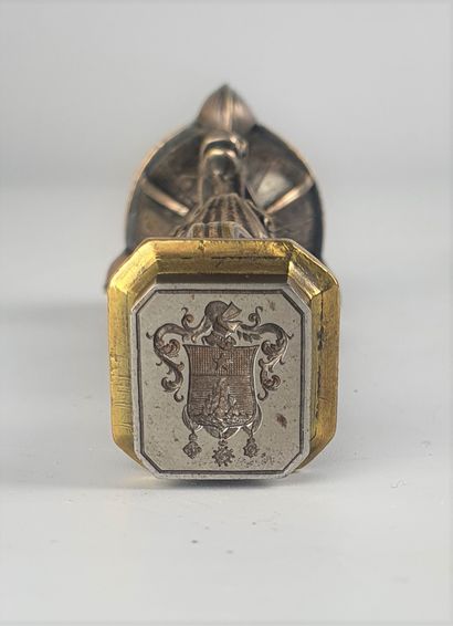 null THE GENERAL AULMONT DE VERRIERES Beautiful silvered and chased bronze seal of...