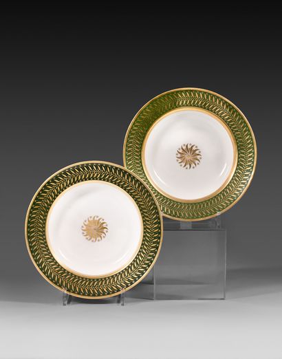null SÈVRES Two hard porcelain soup plates from the service of Prince Camille Borghese...