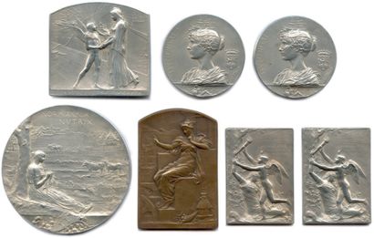 null SEVEN MEDALS AND PLAQUES 1893, 1895, 1899, 1900. International Exhibition of...